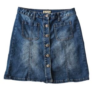 Earl Jeans Denim Mini Skirt - Women's Size 8 - Y2K Style Button Front Festival